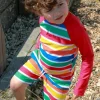 Happy Stripe Print Kids' Swim Rash Vest