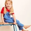 Organic Blue Breton Stripe Dungarees