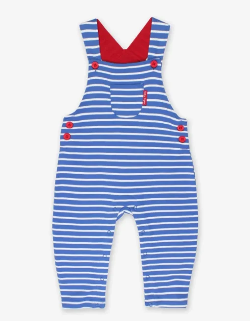 Organic Blue Breton Stripe Dungarees