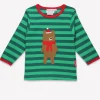 Organic Christmas Bear Applique Long-Sleeved T-Shirt