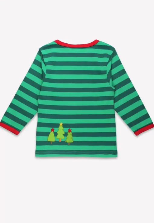 Organic Christmas Bear Applique Long-Sleeved T-Shirt