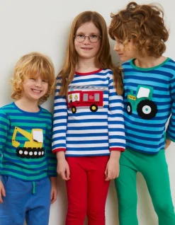 Organic Fire Engine Applique Long-Sleeved T-Shirt