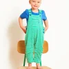 Organic Green Breton Stripe Dungarees