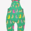 Organic Kitten Print Dungarees