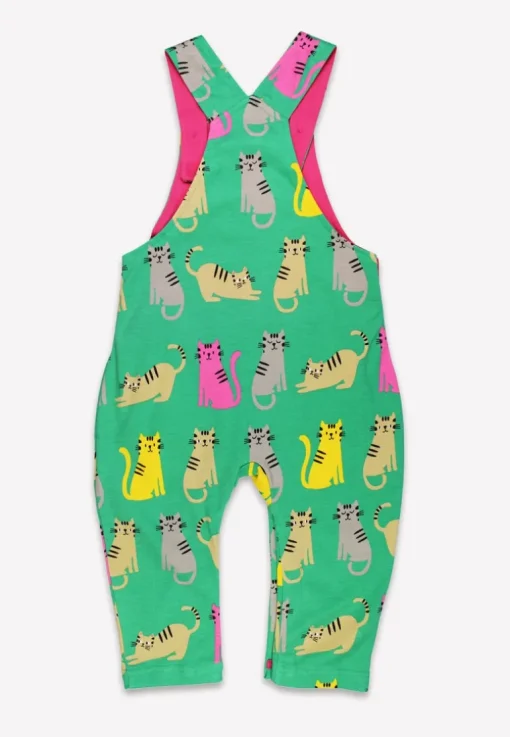 Organic Kitten Print Dungarees
