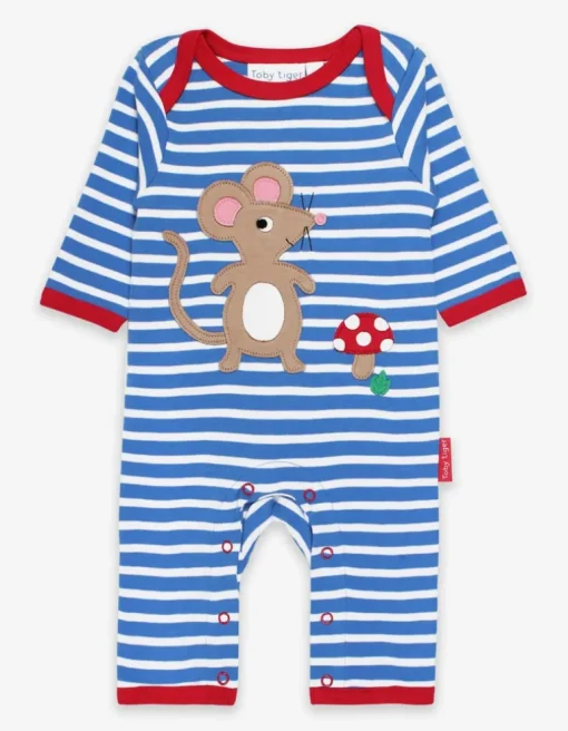 Organic Mouse and Mushroom Applique Sleepsuit