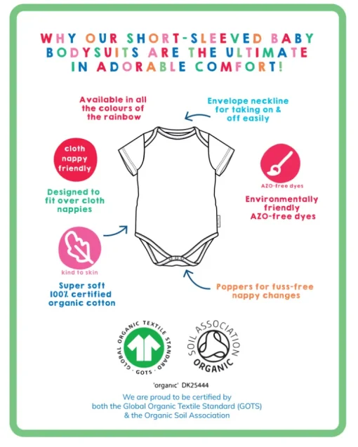 Organic Orange Basic Short-Sleeved Baby Bodysuit