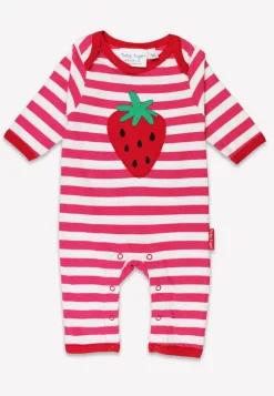 Organic Picnic Strawberry Applique Sleepsuit