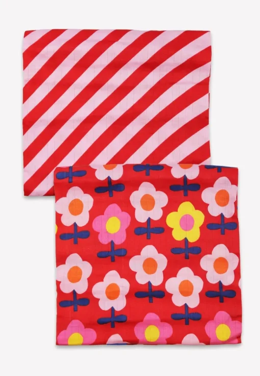 Organic Pink Flower Muslin 2-Pack