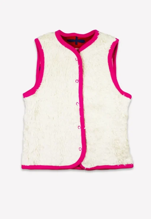 Organic Pink Flower Print Reversible Gilet