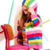 Organic Pink Multi Stripe Hoodie