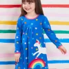 Organic Rainbow Unicorn Applique T-Shirt Dress