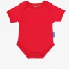 Organic Red Basic Short-Sleeved Baby Bodysuit