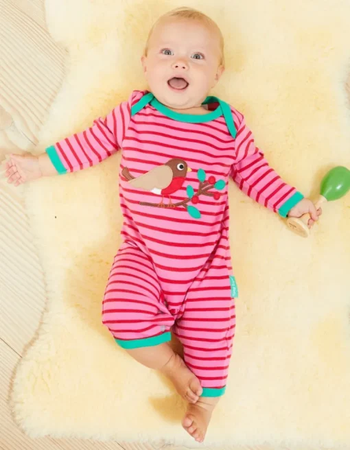 Organic Robin Applique Sleepsuit
