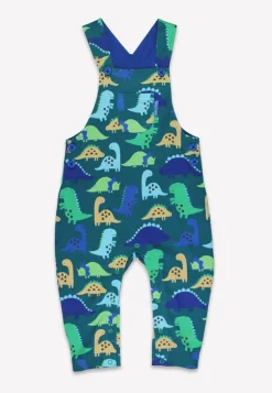 Organic Tonal Dinosaur Print Dungarees
