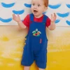Organic Turtle Applique Dungaree Shorts