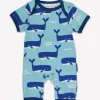Organic Whale Waves Print Romper