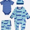 Organic Whale Waves Print Baby Gift Set