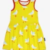 Organic Yellow Seagull Print Summer Dress