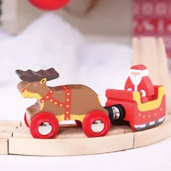 Santa Sleigh With Reindeer - Wooden Train Toy