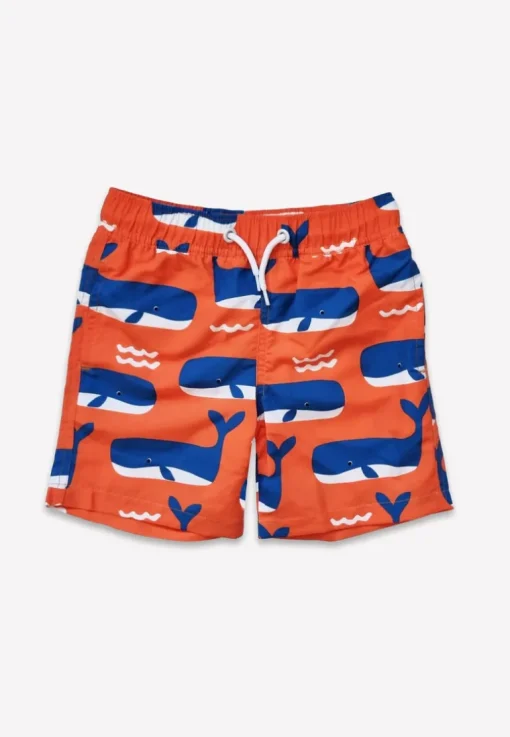 Whale Waves Print Kids' Swim Shorts