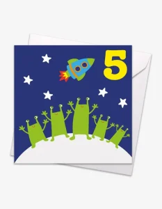 Age 5 Aliens Birthday Card