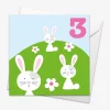 Age 3 Bunnies Birthday Card
