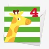 Age 4 Giraffe Birthday Card