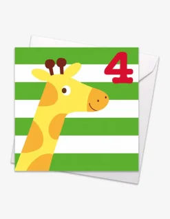 Age 4 Giraffe Birthday Card