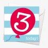 Age 3 Red Balloon Birthday Card