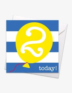 Age 2 Yellow Balloon Birthday Card