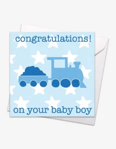 Blue Train Baby Card