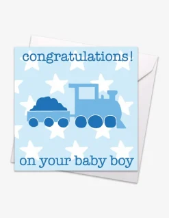 Blue Train Baby Card