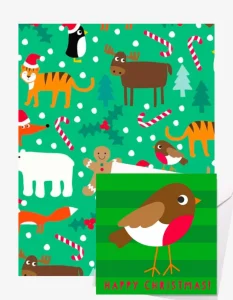Christmas Character Gift Wrap + Personalised Card Bundle
