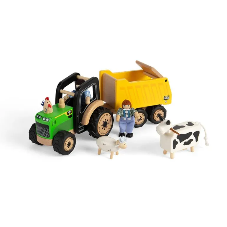 Country Tractor & Trailer - Wooden Farm Toy