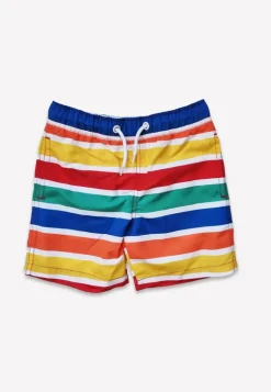 Happy Stripe Print Kids' Swim Shorts