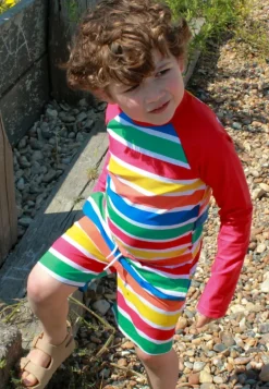 Happy Stripe Print Kids' Swim Shorts