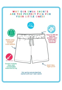 Happy Stripe Print Kids' Swim Shorts