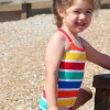 Happy Stripe Print Kids' Swimsuit