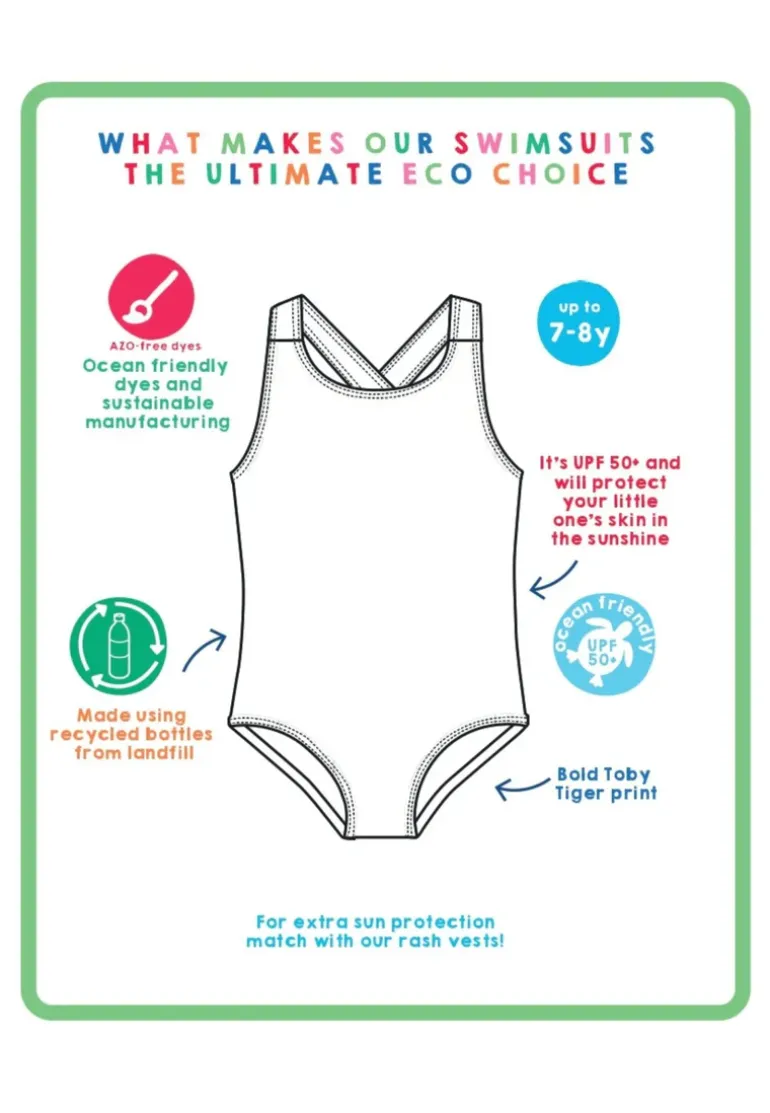 Happy Stripe Print Kids' Swimsuit