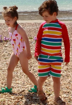 Happy Stripe Print Kids' Swim Rash Vest