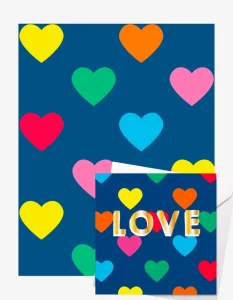 Heart Gift Wrap + Personalised Card Bundle