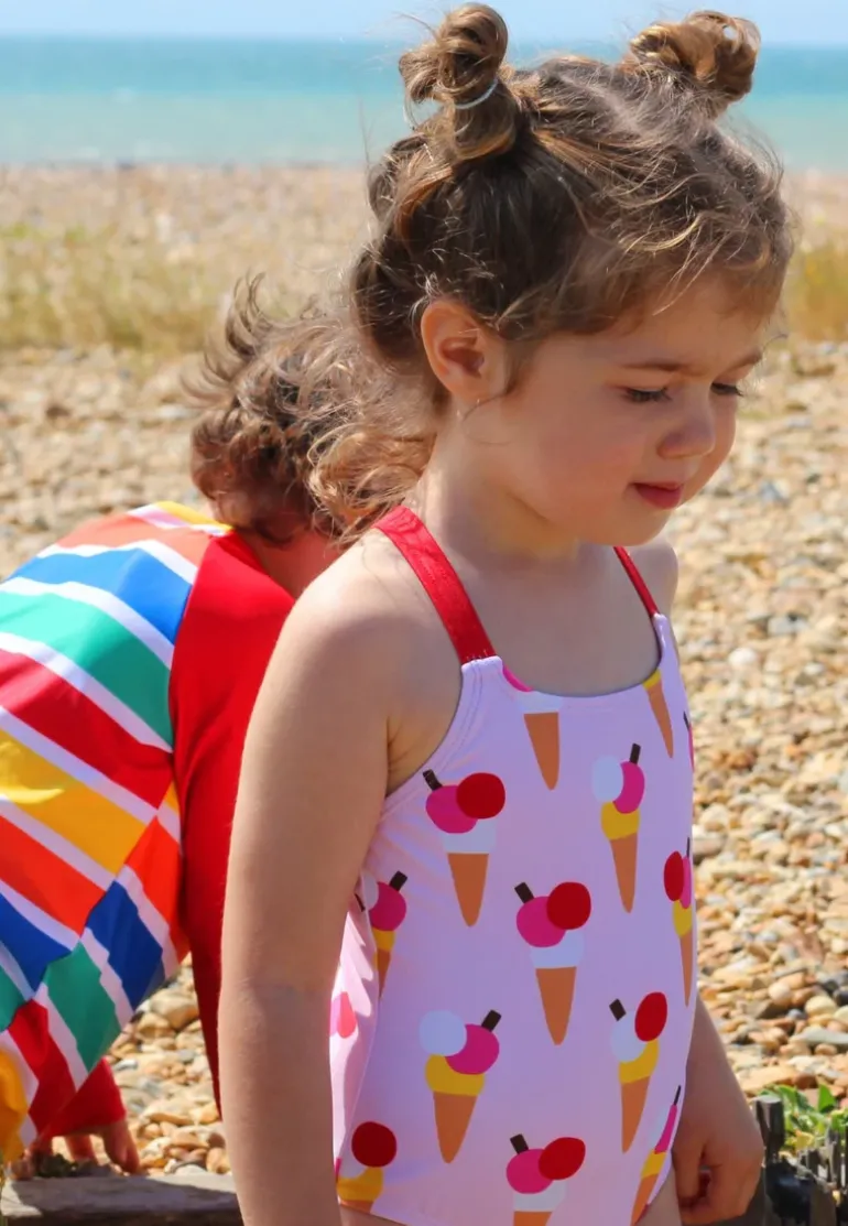 Ice Cream Cones Print Kids' Swimsuit
