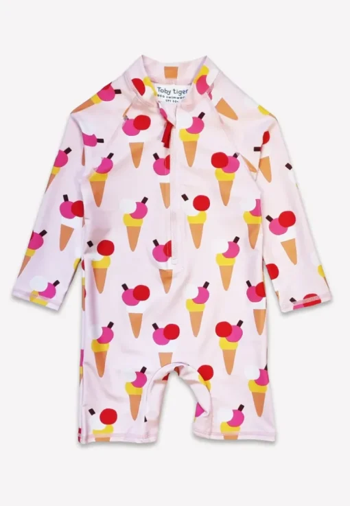 Ice Cream Cones Print Long-Sleeved Baby Swimsuit