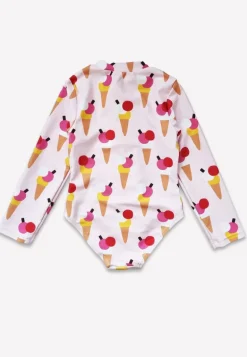 Ice Cream Cones Print Long-Sleeved Kids' Swimsuit