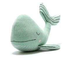Knitted Organic Cotton Sea Green Whale Toy