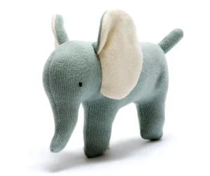 Knitted Organic Cotton Small Teal Elephant Baby Scandi Toy