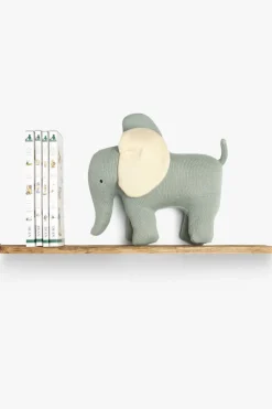 Knitted Organic Cotton Small Teal Elephant Baby Scandi Toy