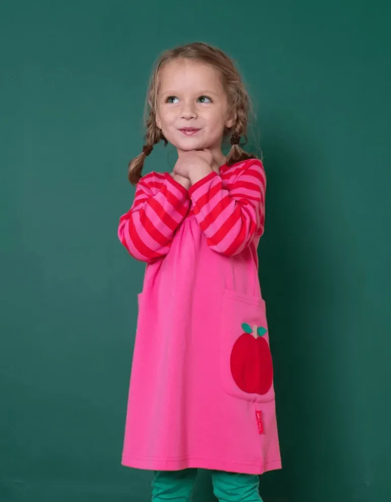 Organic Apple Applique Long-Sleeved Dress