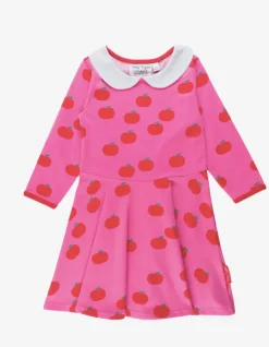 Organic Apple Print Long-Sleeved Skater Dress